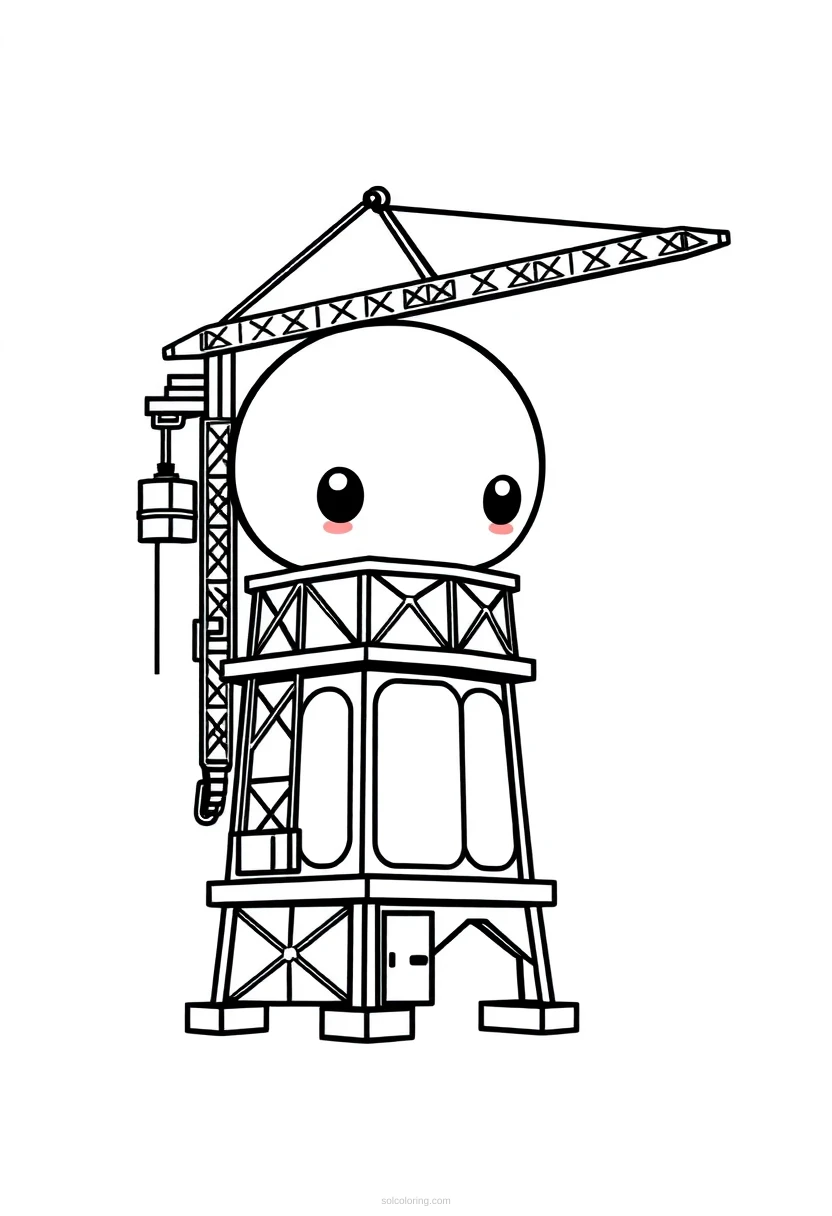 Tower Crane Mandala coloring page for kids