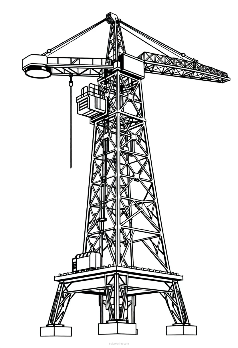 Tower Crane Mandala coloring page for kids