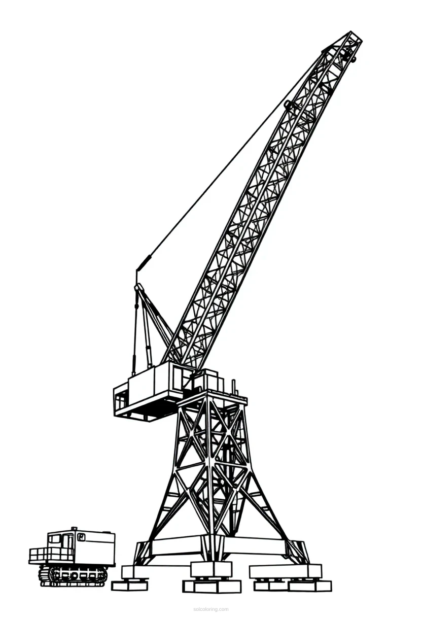 Tower Crane Mandala coloring page for kids