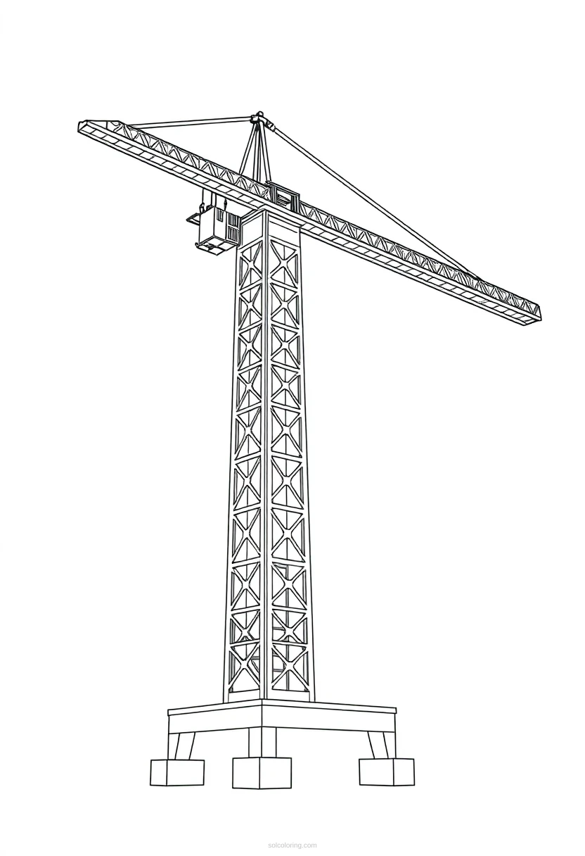 Tower Crane Mandala coloring page for kids