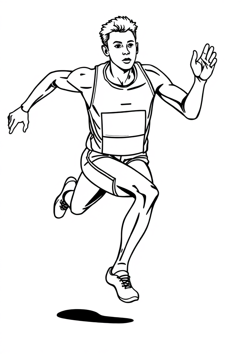 Track and Field Sprinter coloring page, free printable