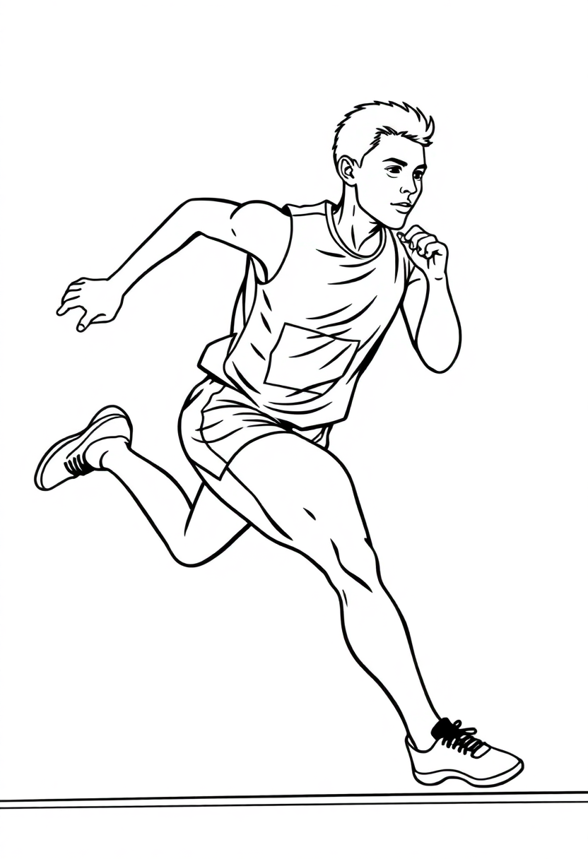 Track and Field Sprinter coloring page, free printable