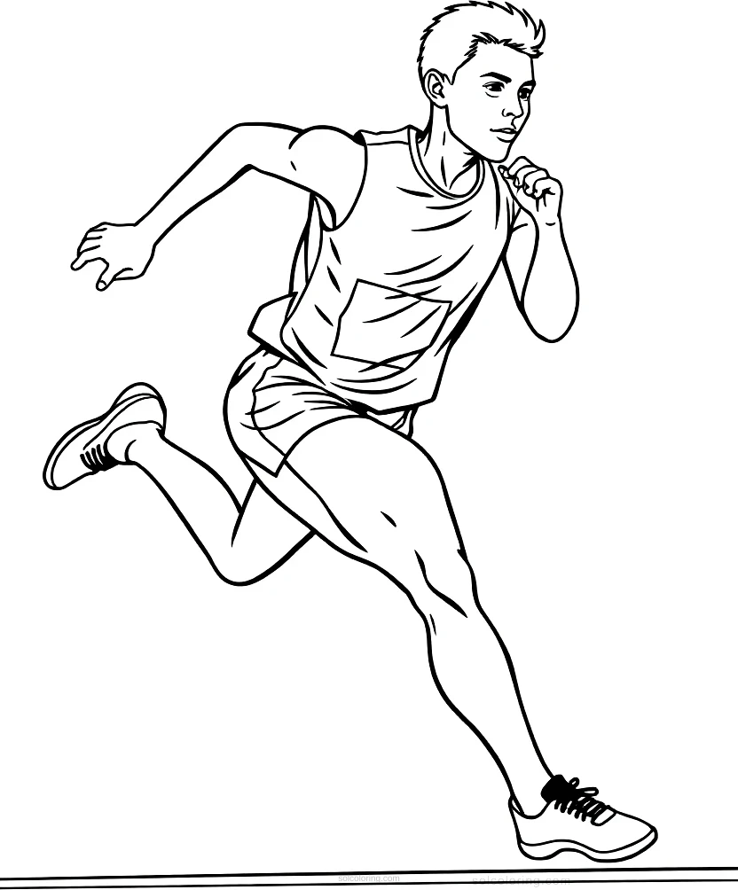 Track and Field Sprinter coloring page for kids