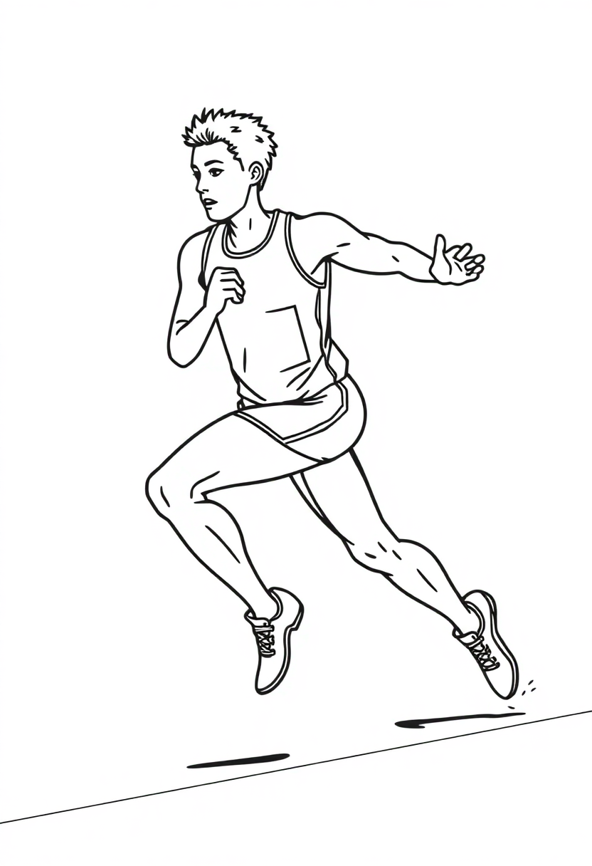 Track and Field Sprinter coloring page, free printable