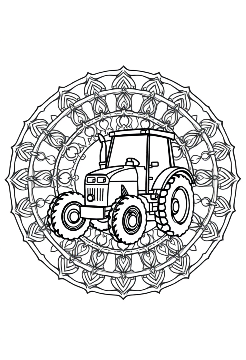 Tractor coloring page, free printable