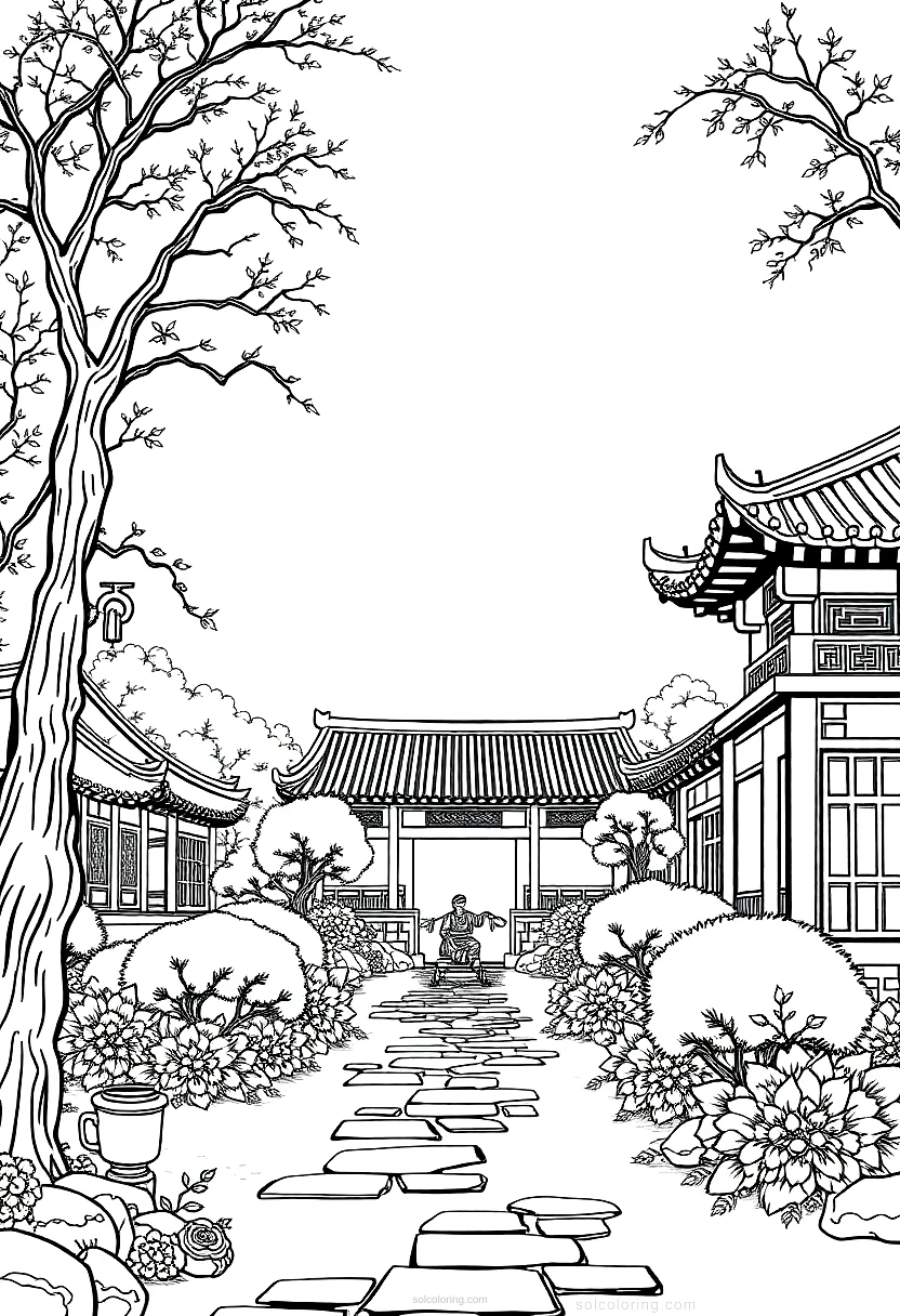 Traditional Chinese Garden coloring pages