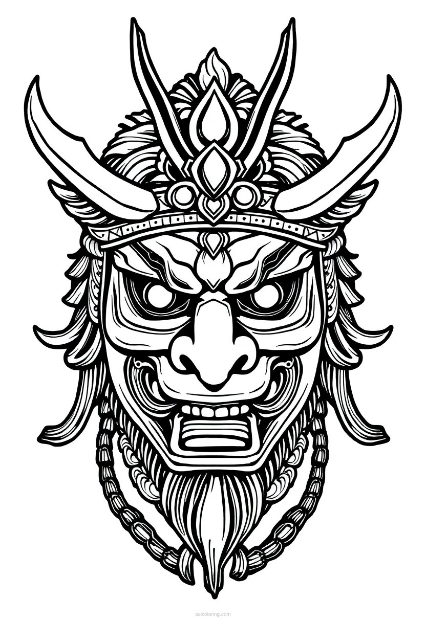 Traditional Japanese Mask coloring pages