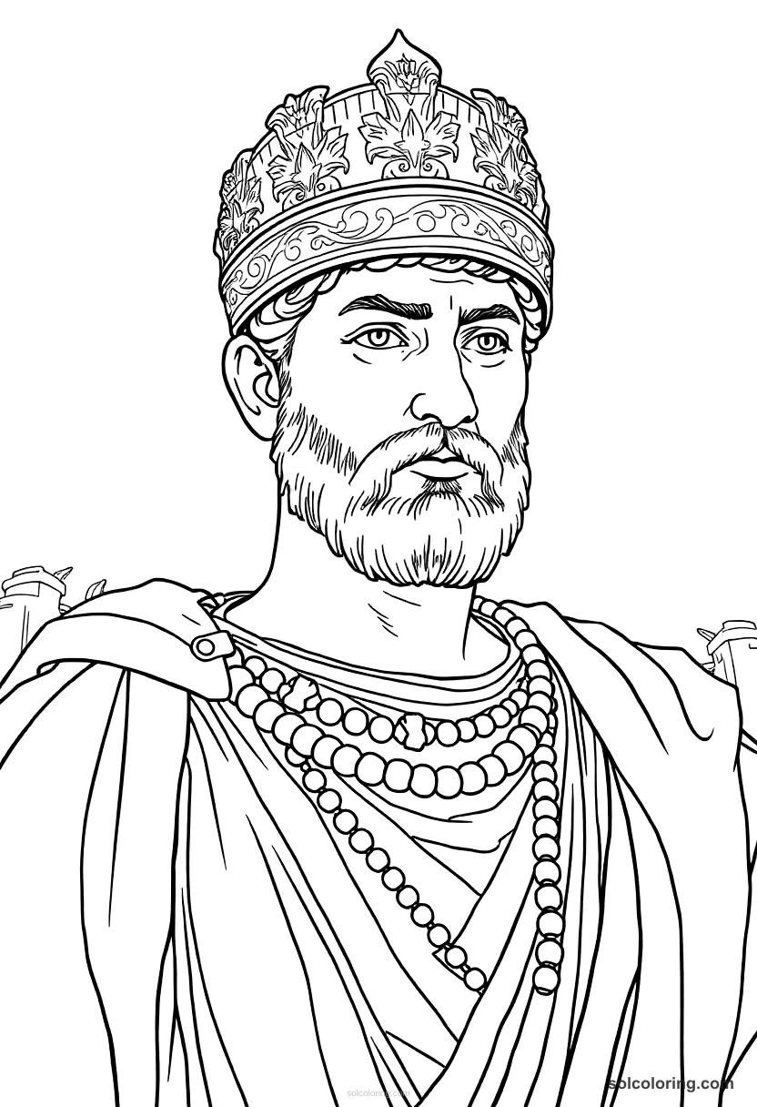 Trajan at the Dacian Wars detailed coloring page for kids