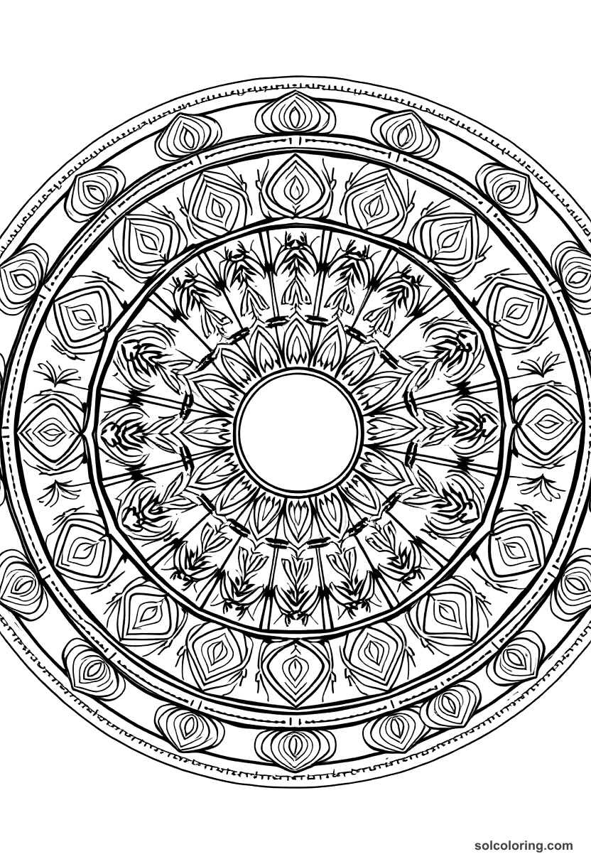 Mandala Trajan at the Dacian Wars coloring page, free printable mandala style