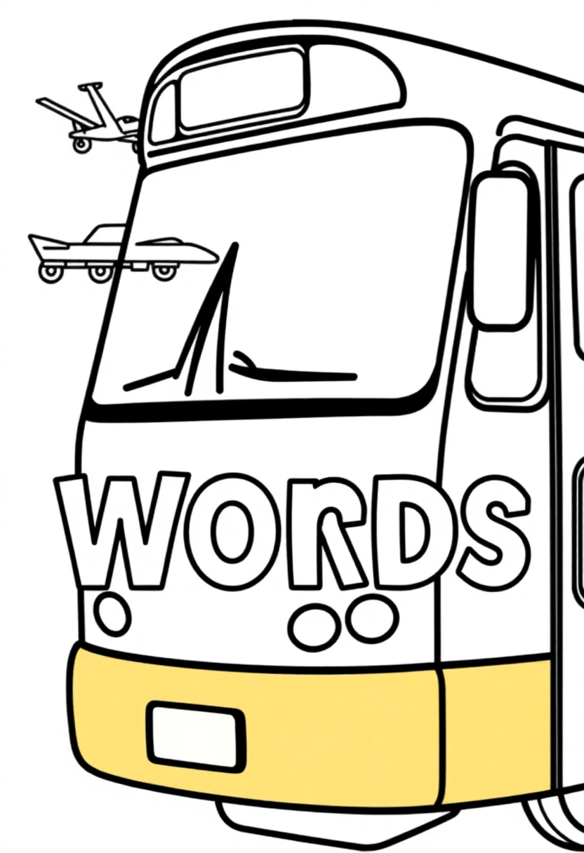 Transportation Words coloring page for kids
