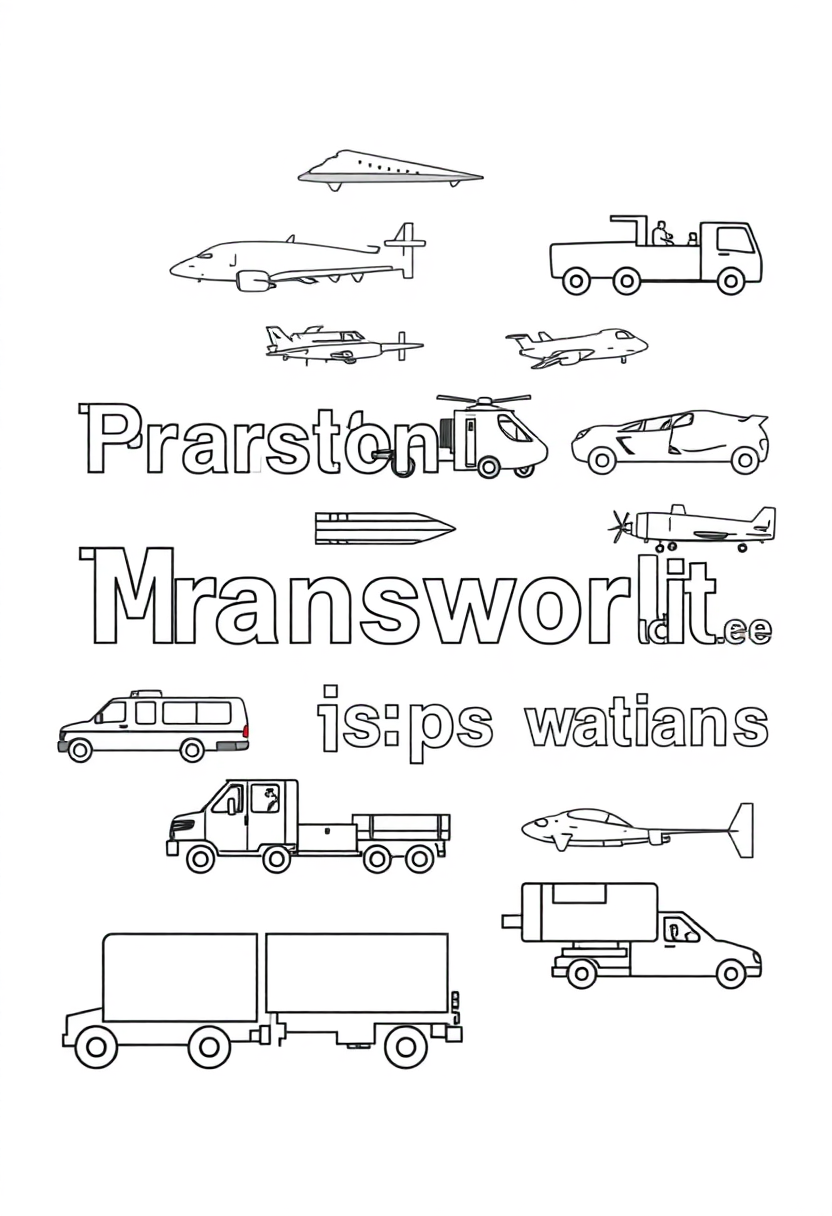 Transportation Words coloring pages