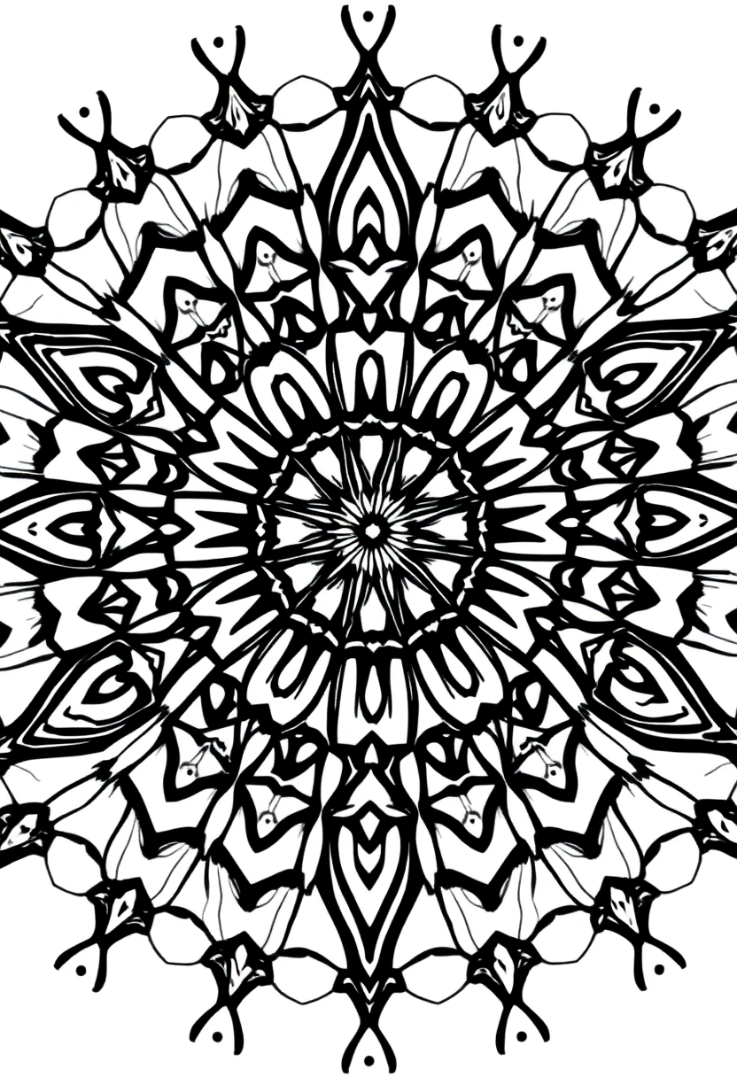 Triangular Kaleidoscope Pattern coloring page for kids