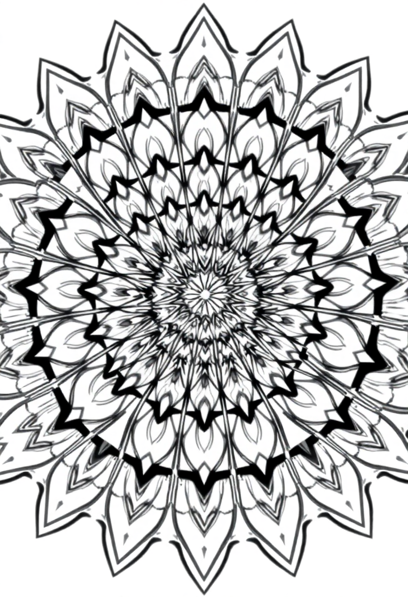 Triangular Kaleidoscope Pattern coloring page for kids