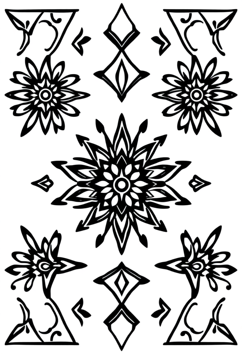 Tribal Geometric Designs coloring page, free printable