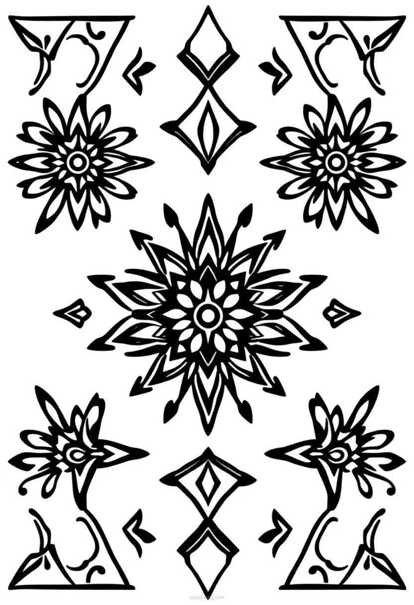 Tribal Geometric Designs coloring page for kids