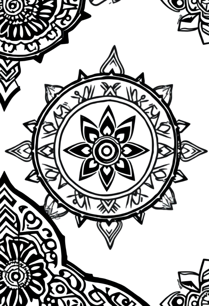 Tribal Geometric Designs coloring page, free printable