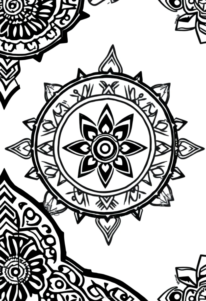 Tribal Geometric Designs coloring page for kids