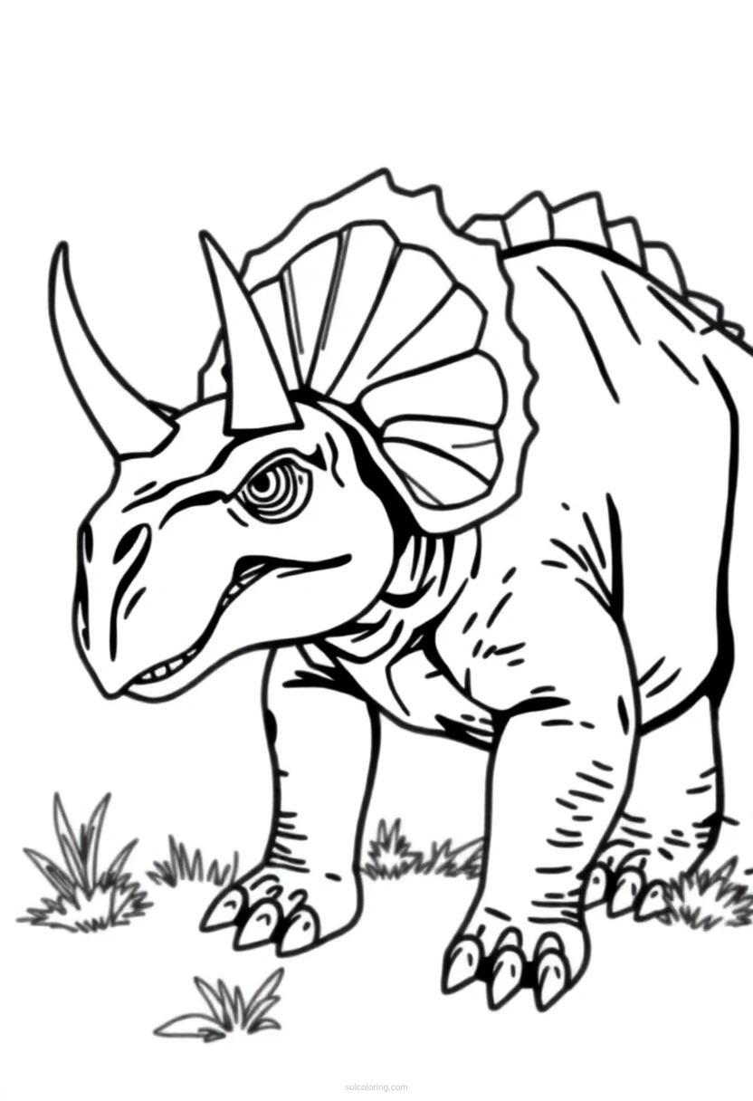 Triceratops coloring page for kids