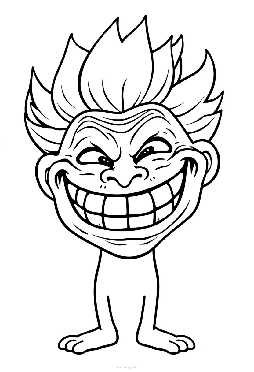 Trollface Character coloring page for kids