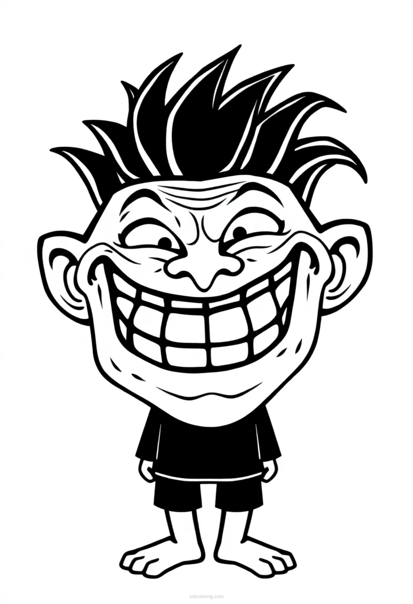 Trollface Character coloring page for kids