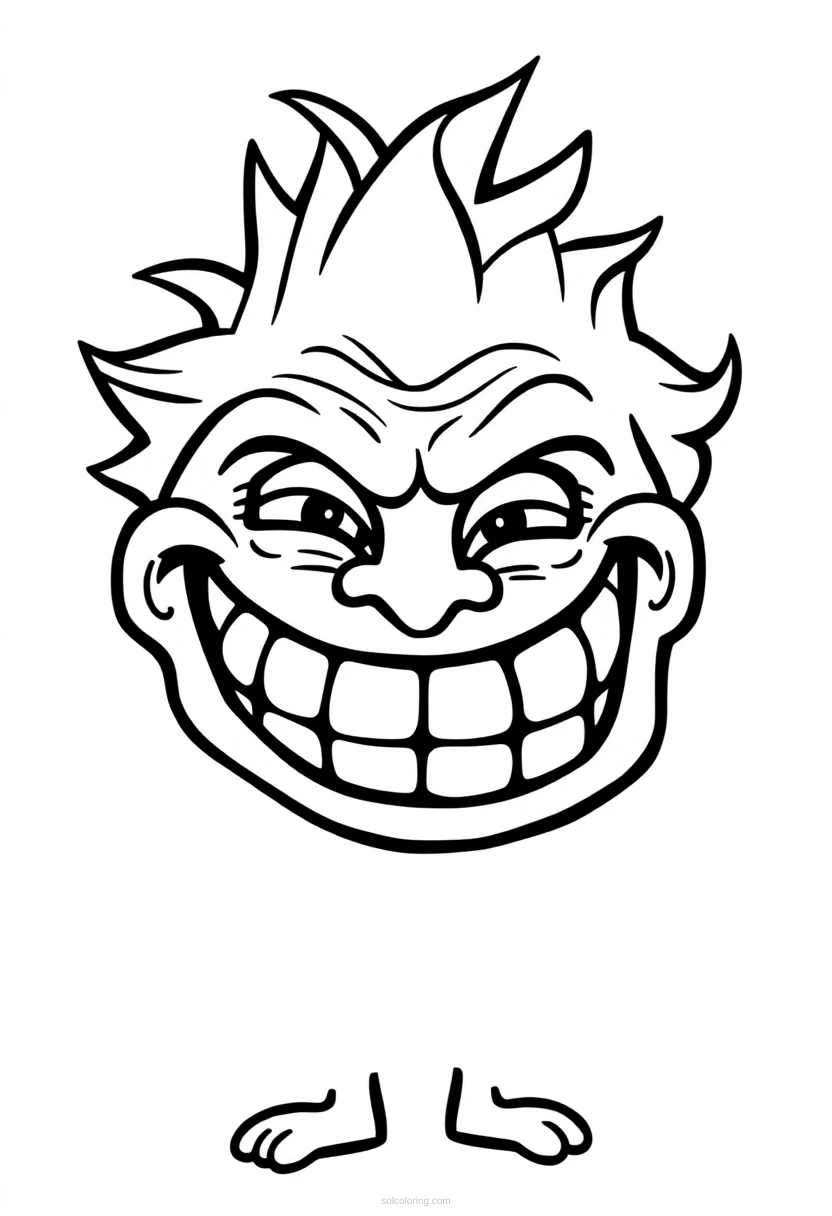 Trollface Character coloring page for kids