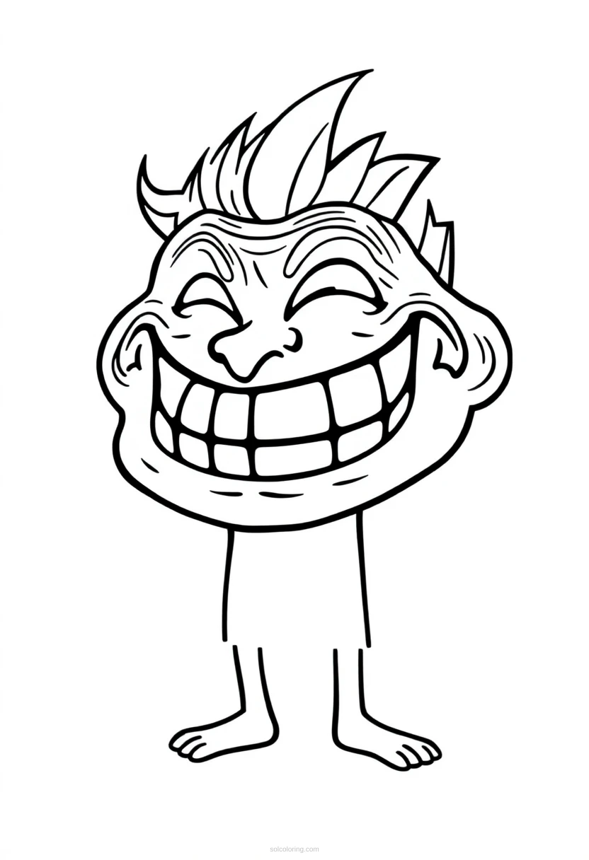 Trollface Character coloring page for kids