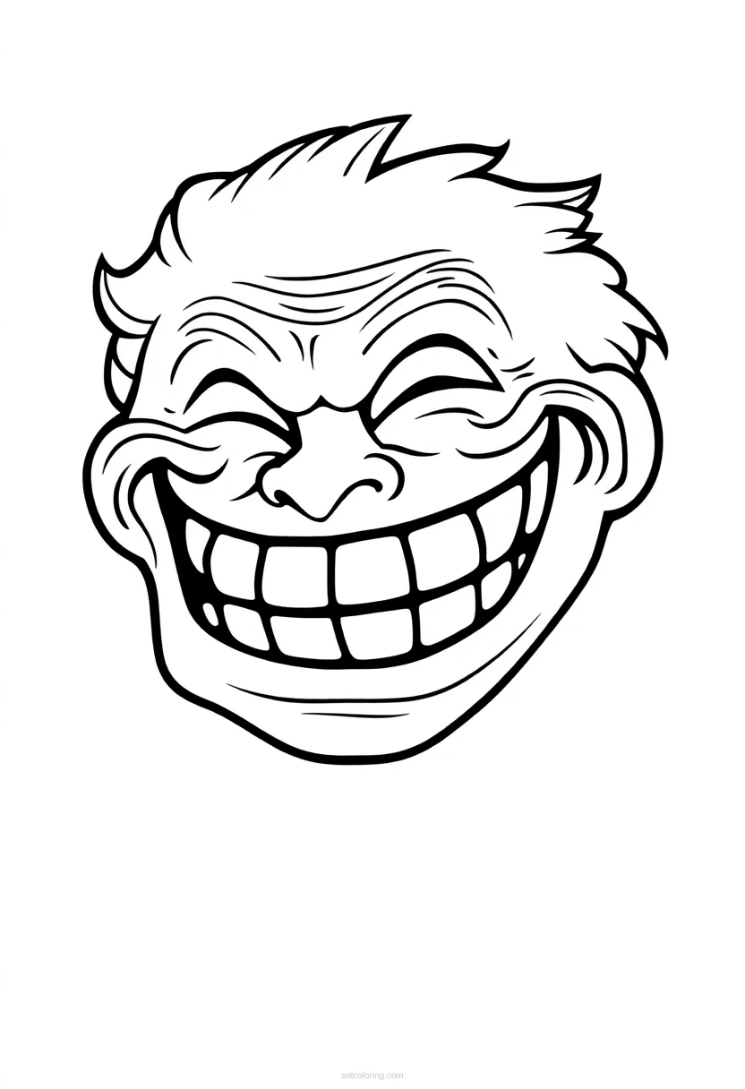 Trollface Classic Internet Troll coloring page for kids