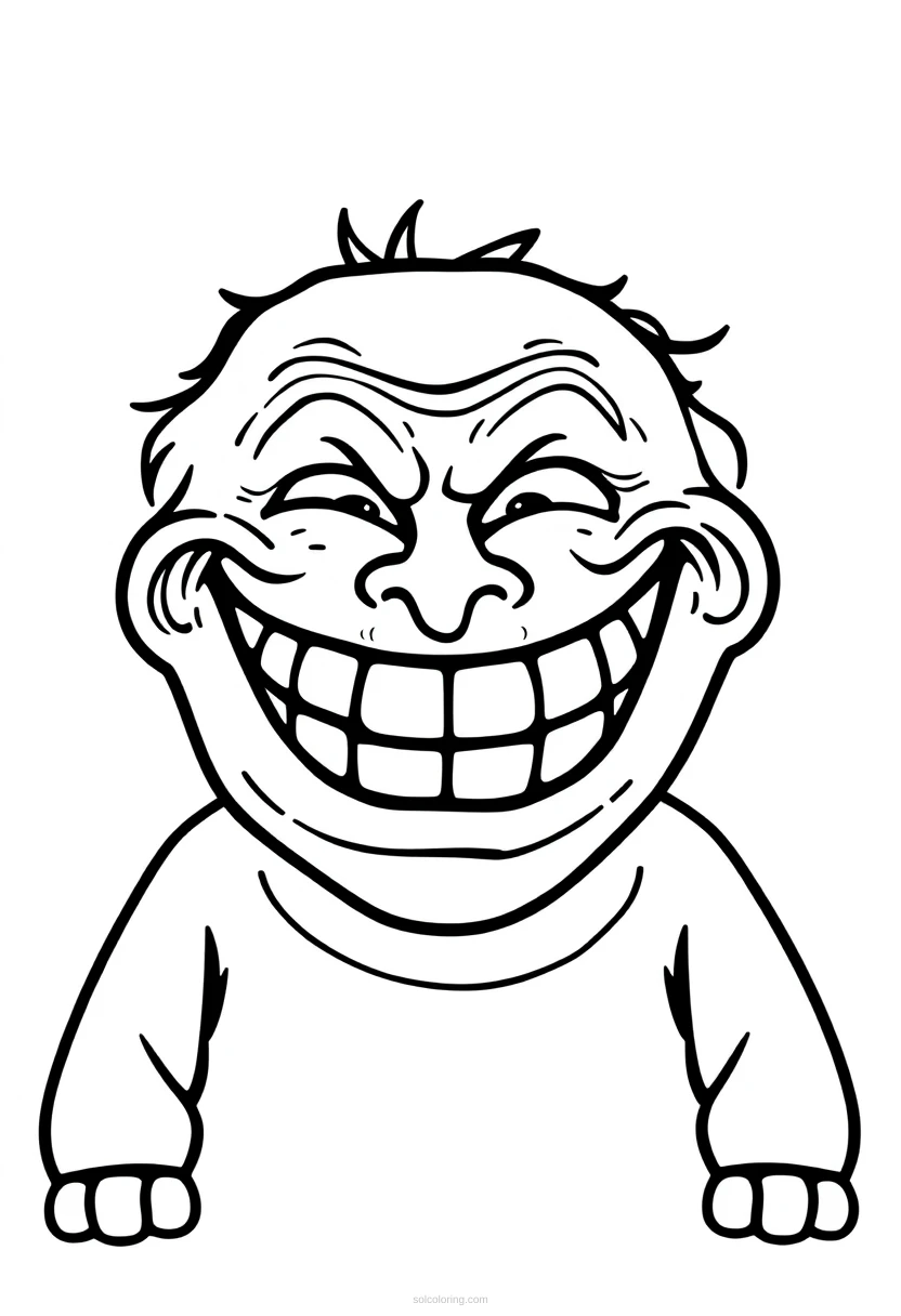 Trollface Classic Internet Troll coloring page for kids