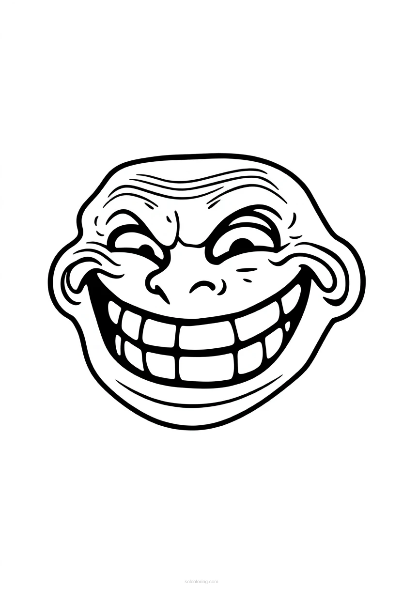 Trollface Classic Internet Troll coloring page for kids