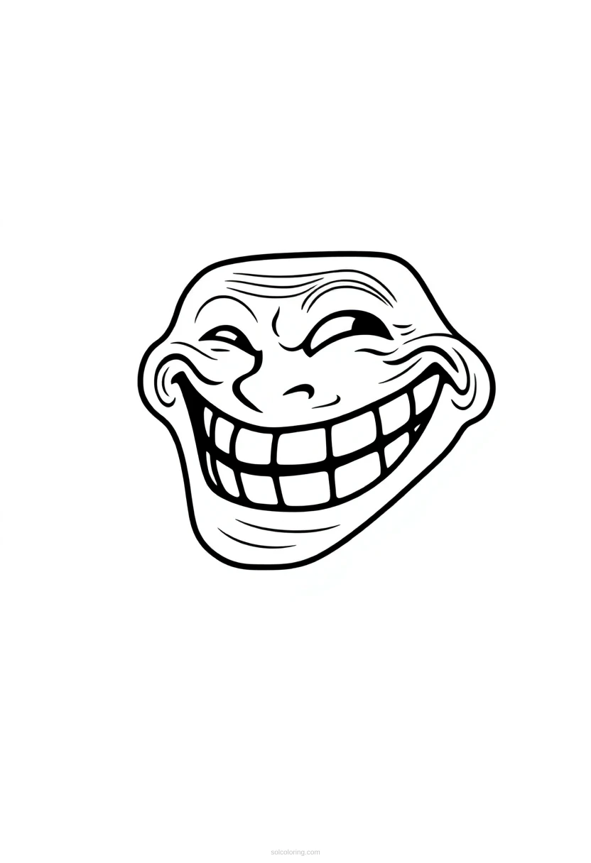 Trollface Classic Internet Troll coloring page for kids