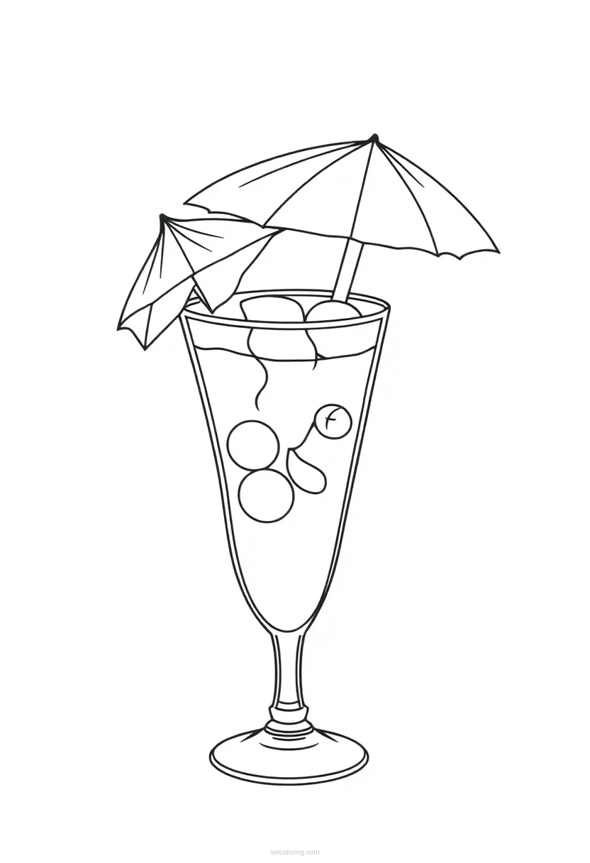 Tropical Cocktail With Umbrella coloring page for kids