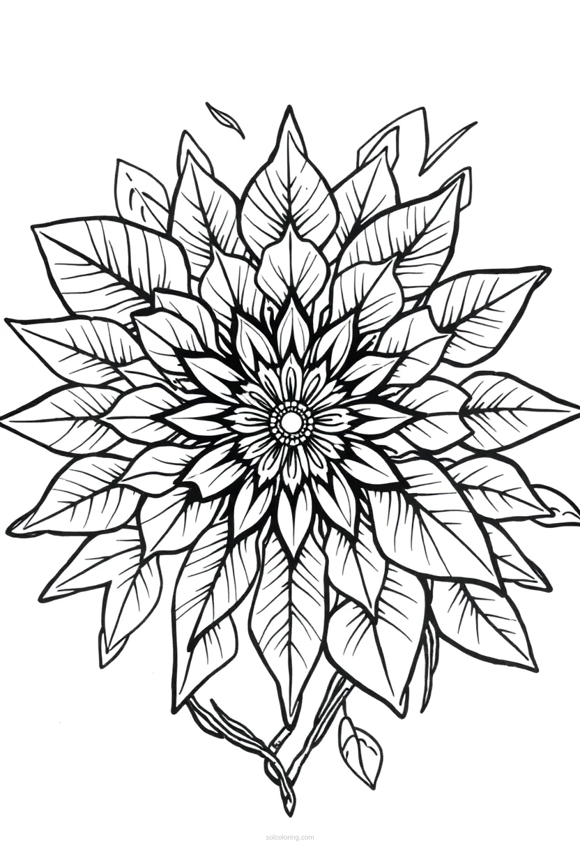 Tropical Leaves And Vines Mandala coloring pages