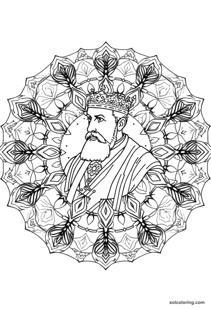 Mandala Tsar Nicholas II with the Romanov Family coloring page, free printable mandala style