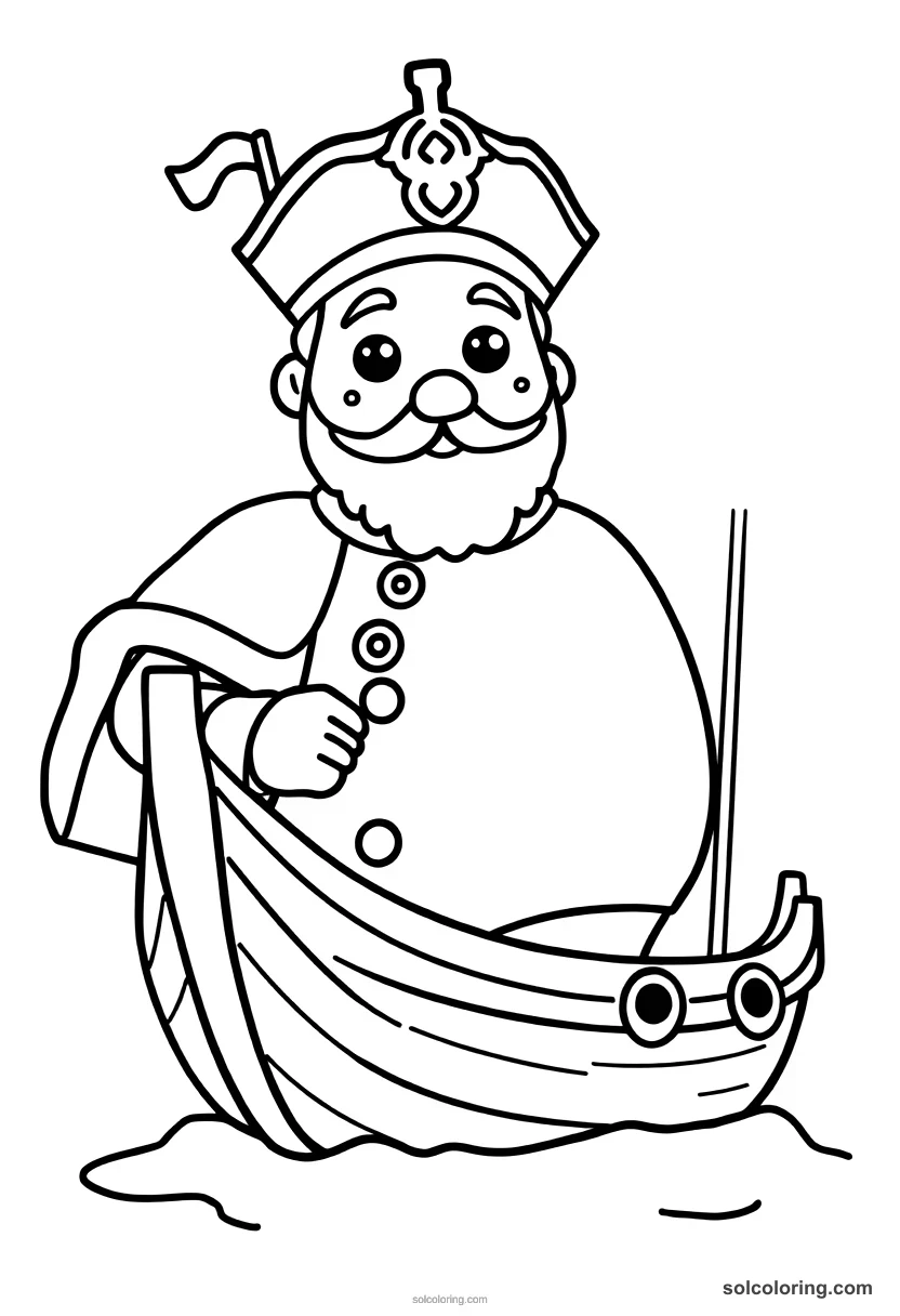 Cute Cartoon Tsar Peter I Building the Russian Navy cute cartoon coloring page for kids