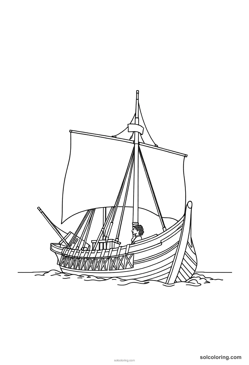 Simple Tsar Peter I Building the Russian Navy simple coloring page for kids