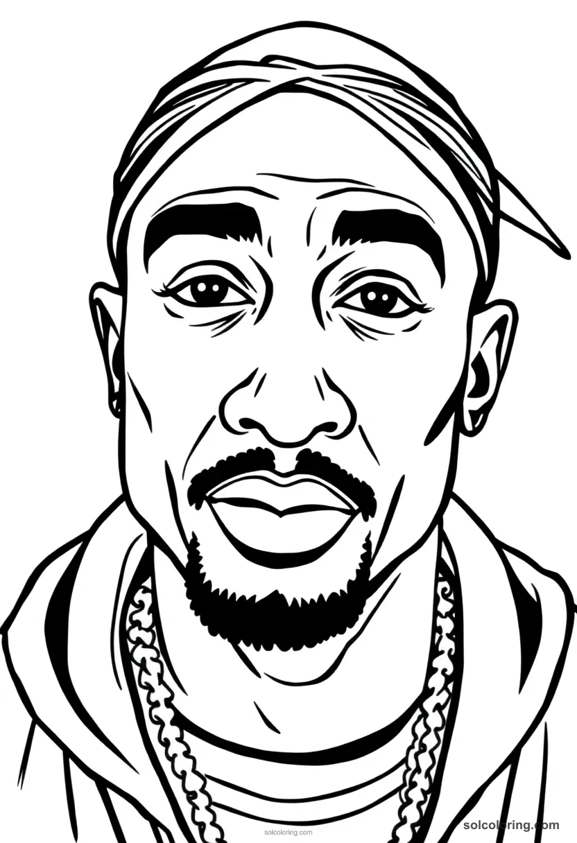 Caricature Tupac Shakur caricature coloring page for kids