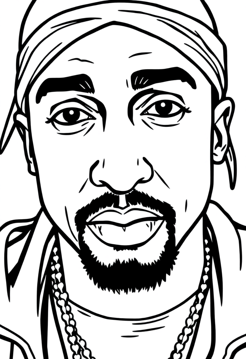 Tupac Shakur Portrait coloring page, free printable