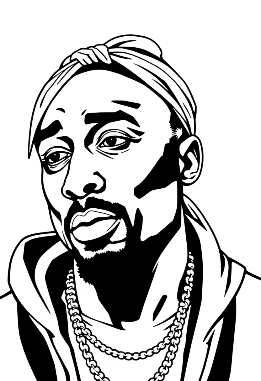 Tupac Shakur Portrait coloring page, free printable