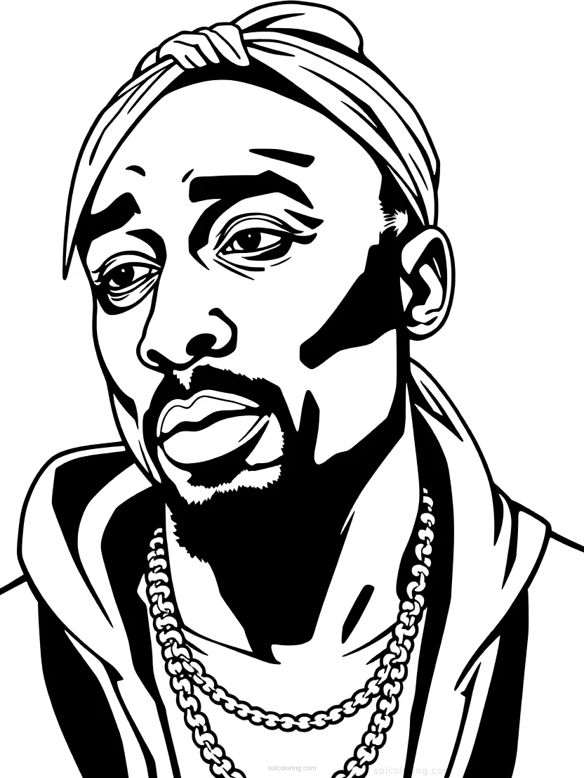 Tupac Shakur Portrait coloring page for kids