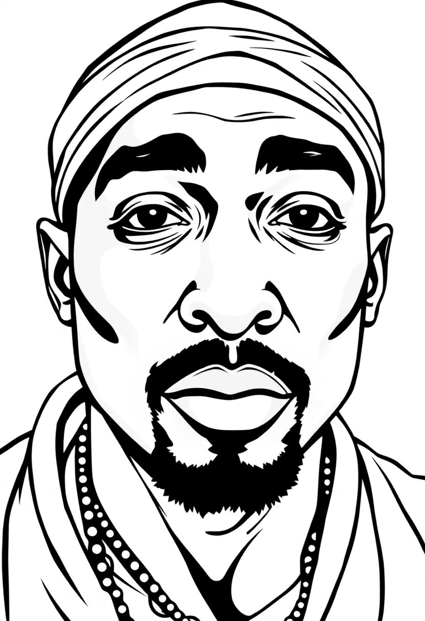 Tupac Shakur Portrait coloring page, free printable