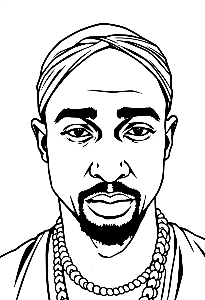 Tupac Shakur Portrait coloring page, free printable