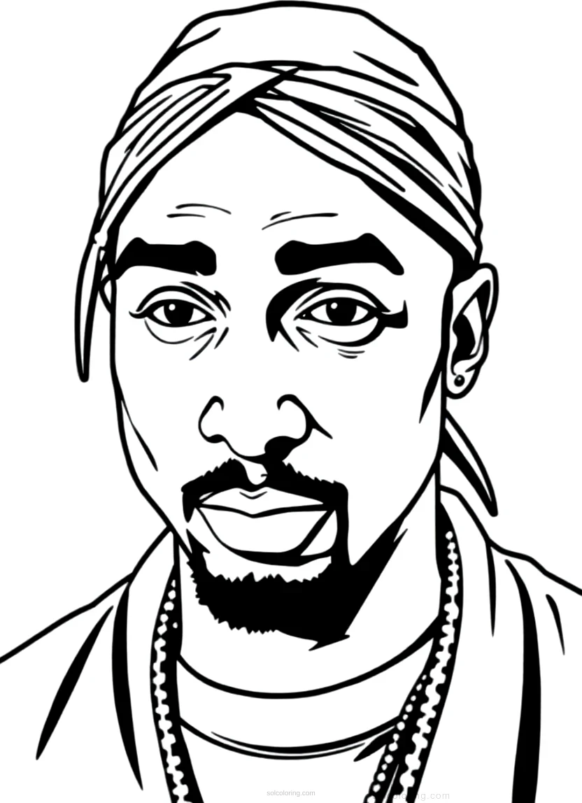 Tupac Shakur Portrait coloring page for kids