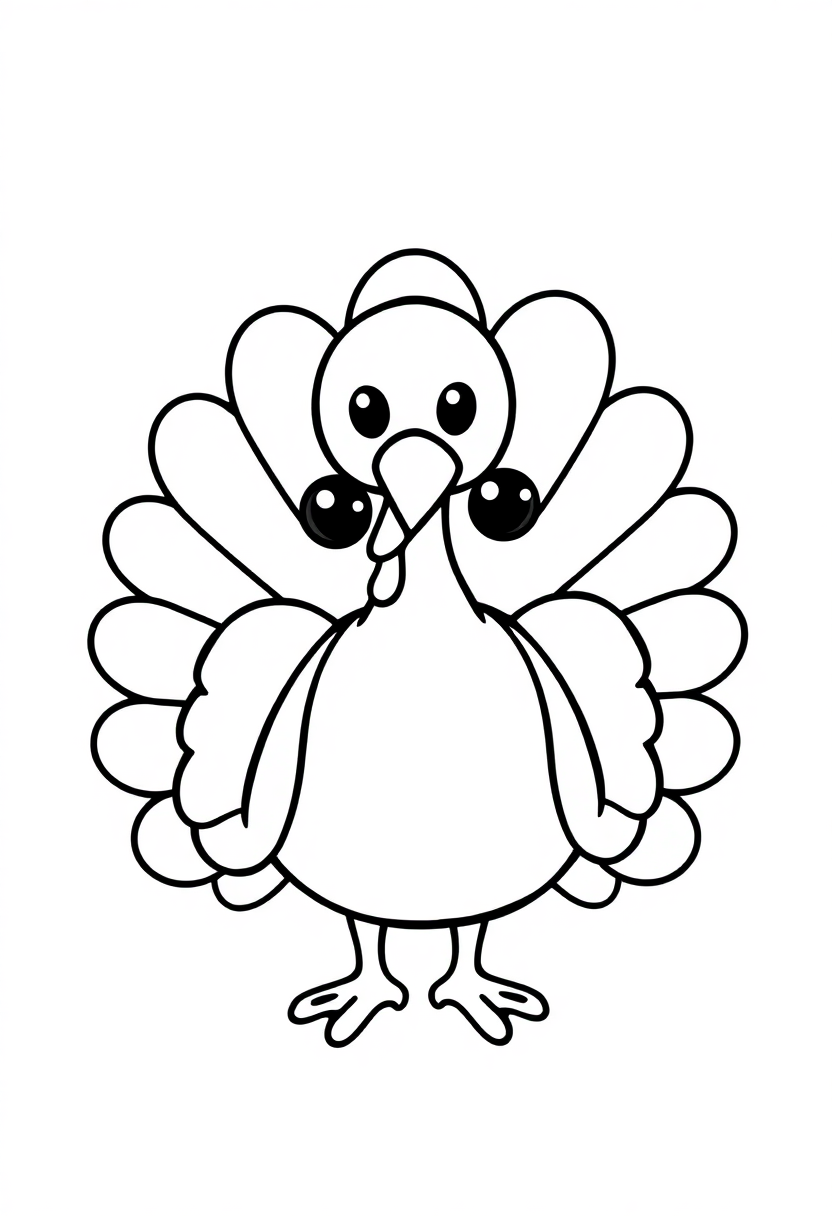 Turkey coloring page, free printable