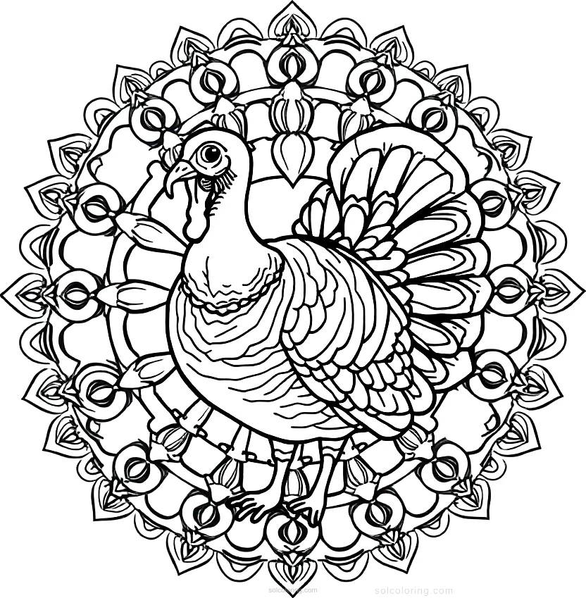 Turkey in Farmyard coloring page for kids