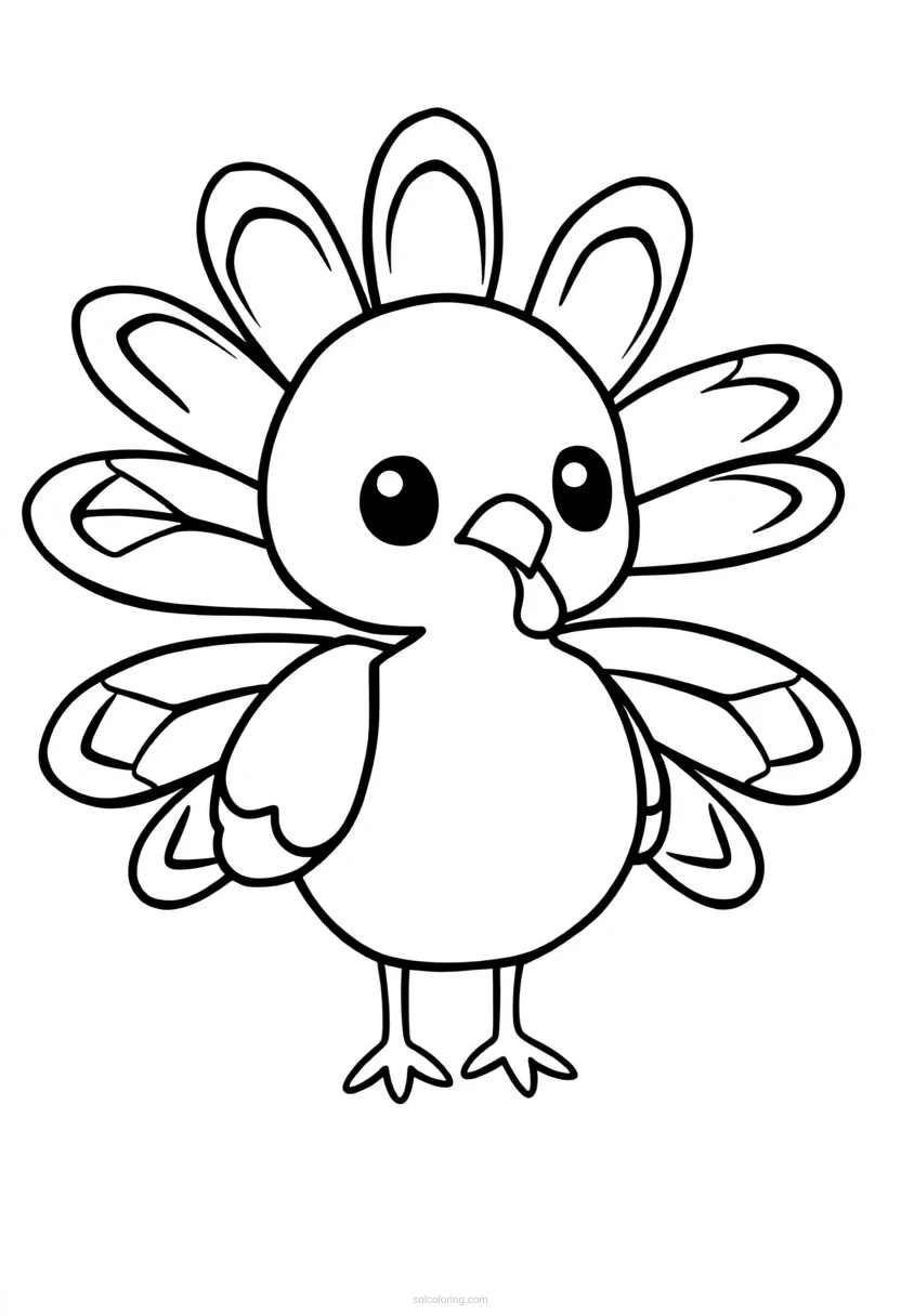 Turkey with Feathers coloring page for kids