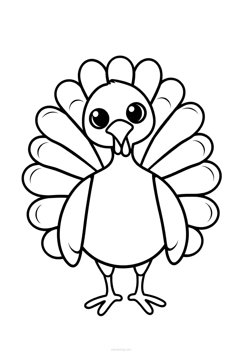 Turkey with Feathers coloring page for kids