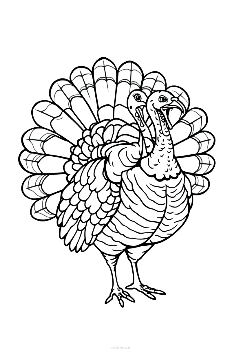 Turkey With Feathers coloring pages