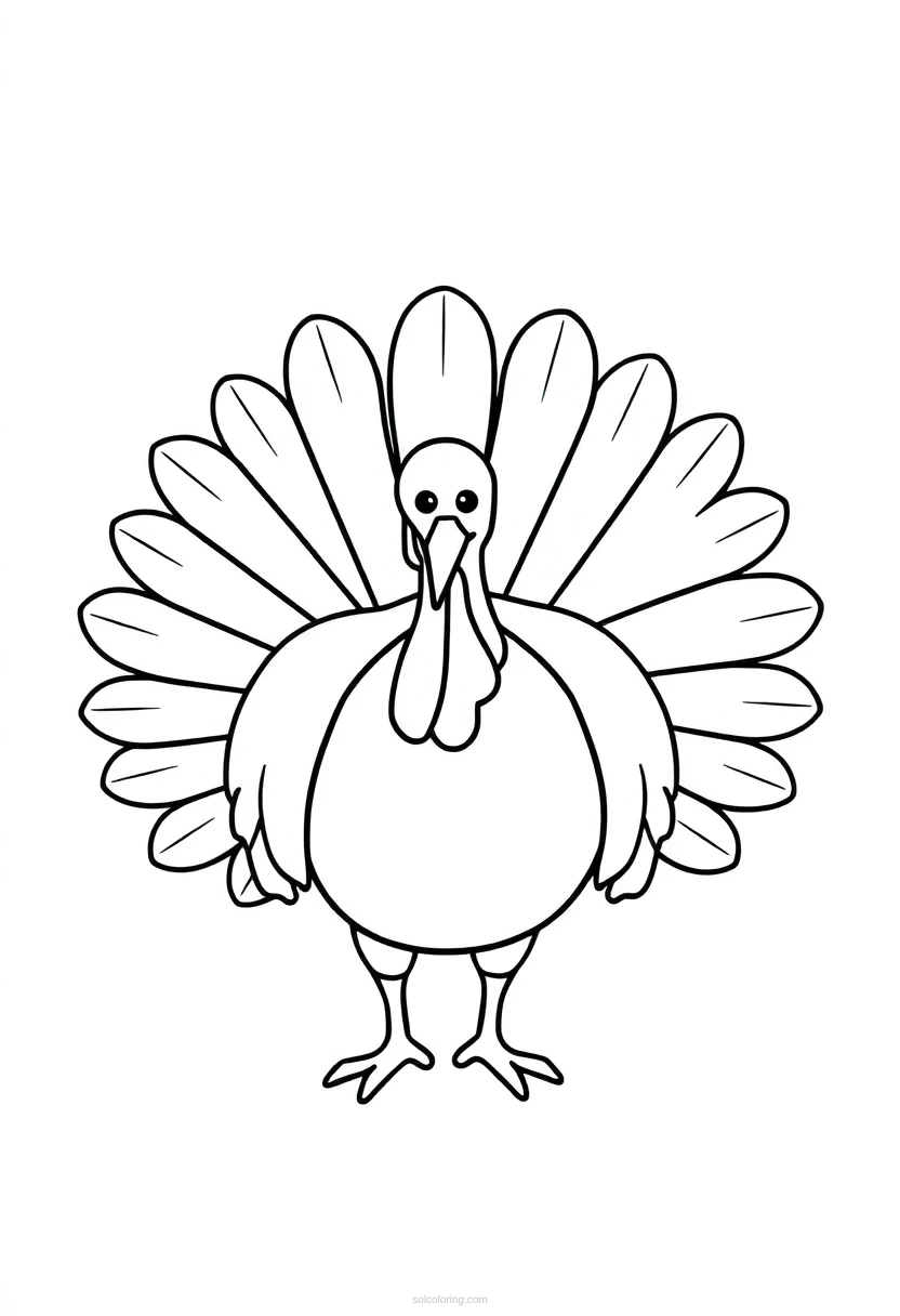 Turkey with Feathers coloring page for kids
