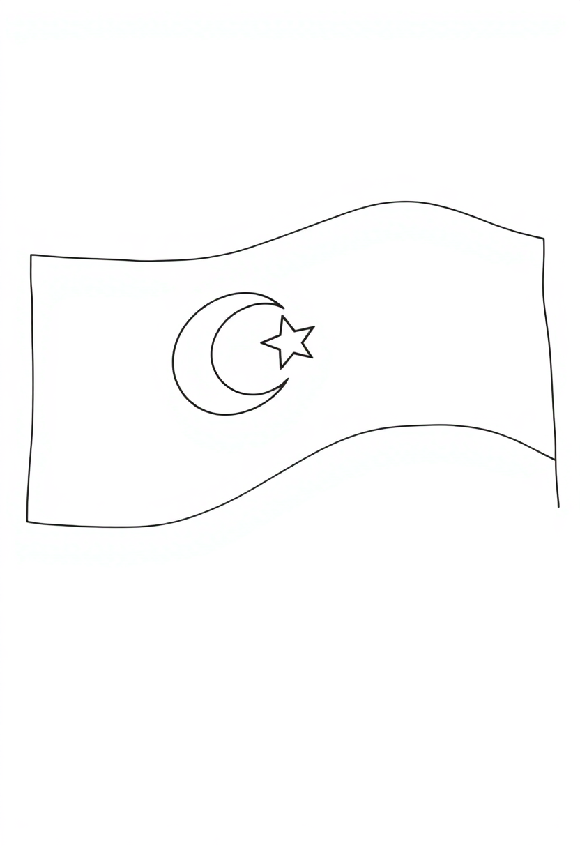 Turkish Flag coloring page, free printable