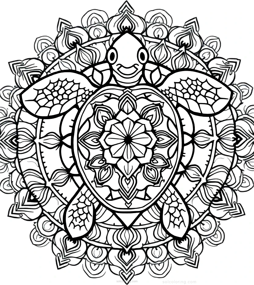 Turtle coloring page for kids
